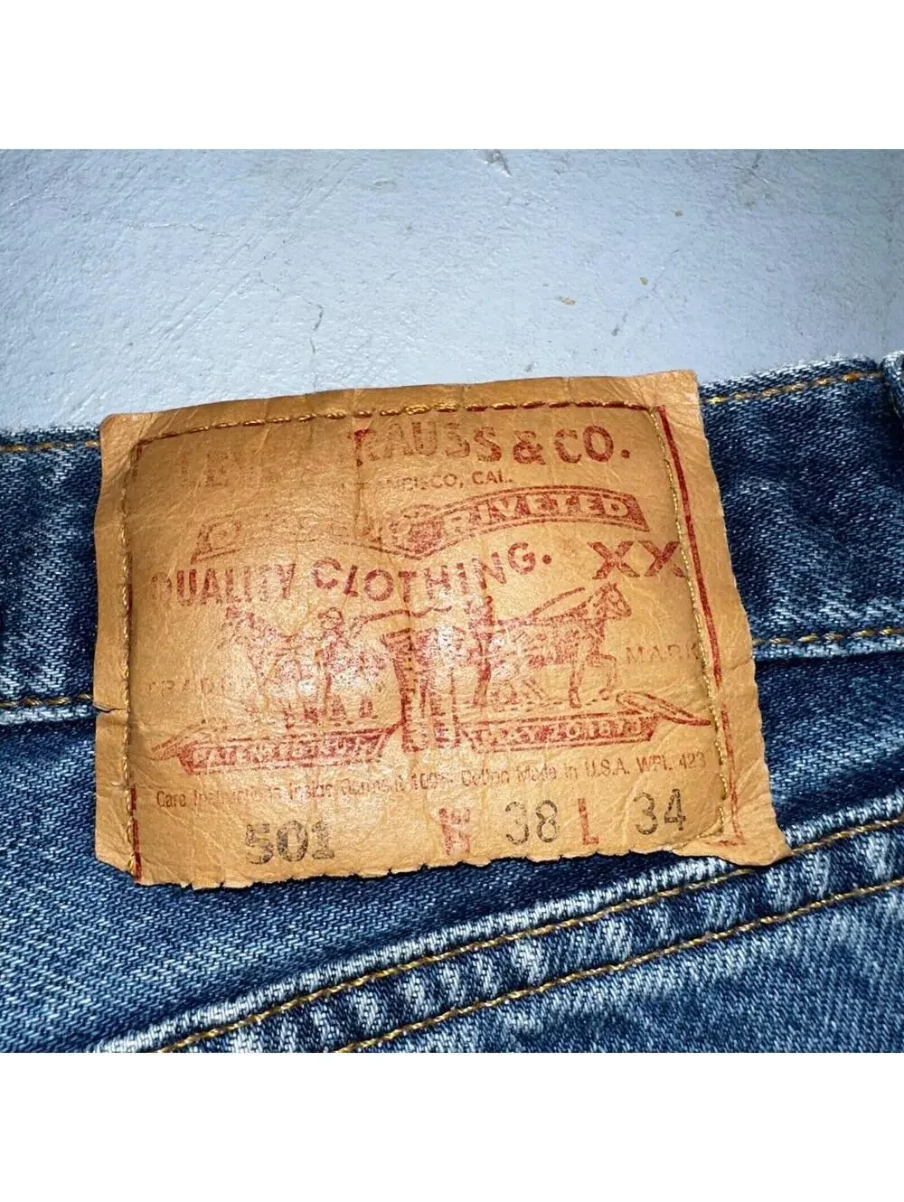 Levis 501 Vintage 90s USA XX Straight Leg Jeans Blue Light Wash 38x34 Act 36x32